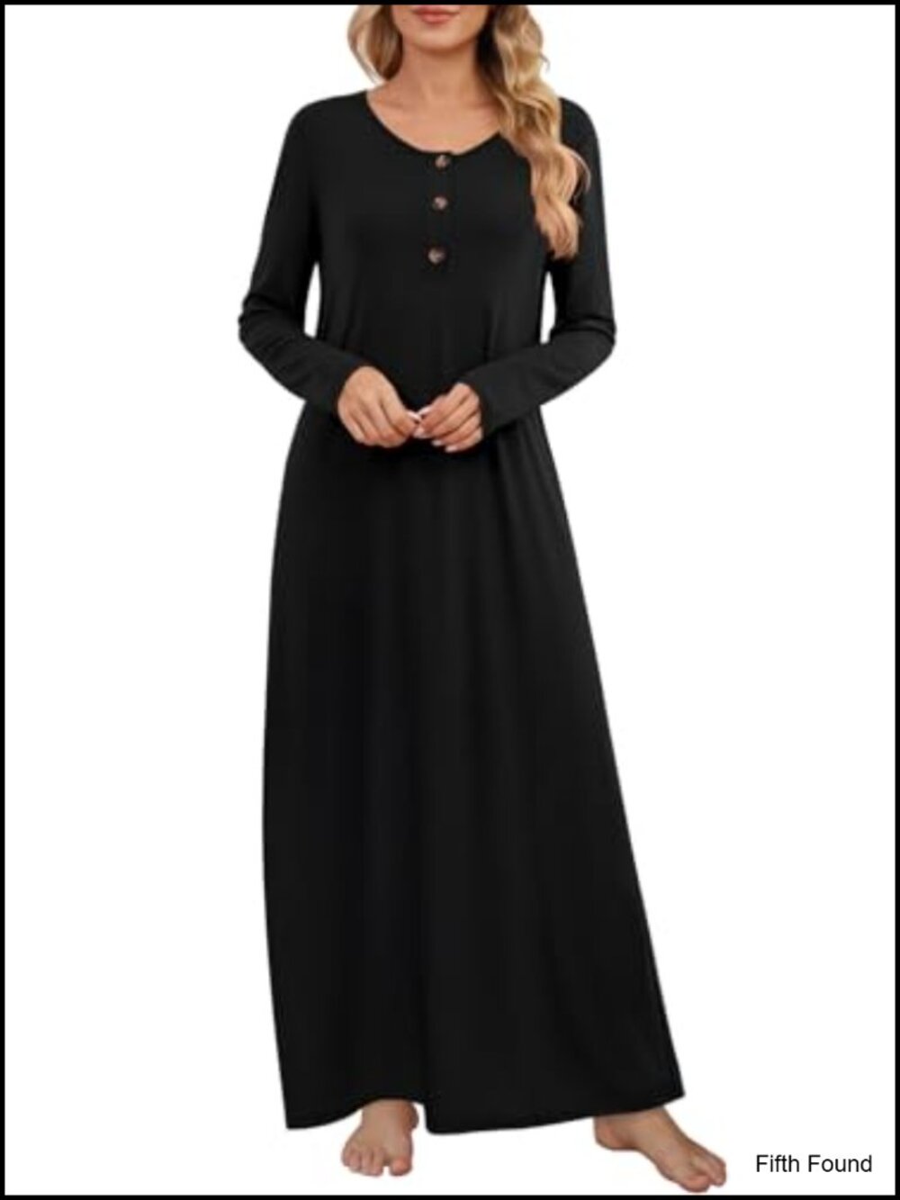 Women's Long Sleeve Button Down Nightgown House Dress Sleepwear